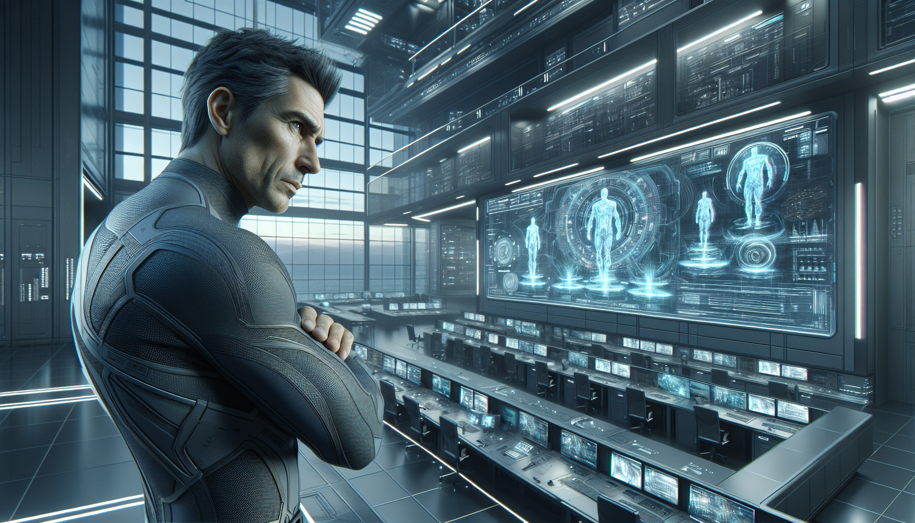 Leo spots a shadowy figure in the control room.