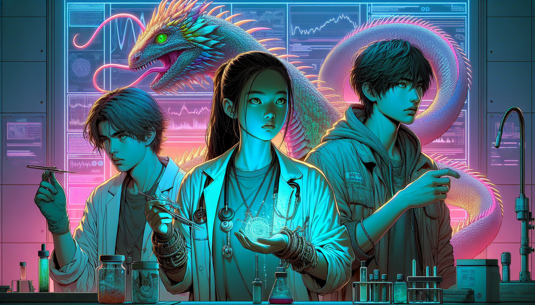 Aria, Zeke, and Lumina watch news screens showing the world’s reaction.