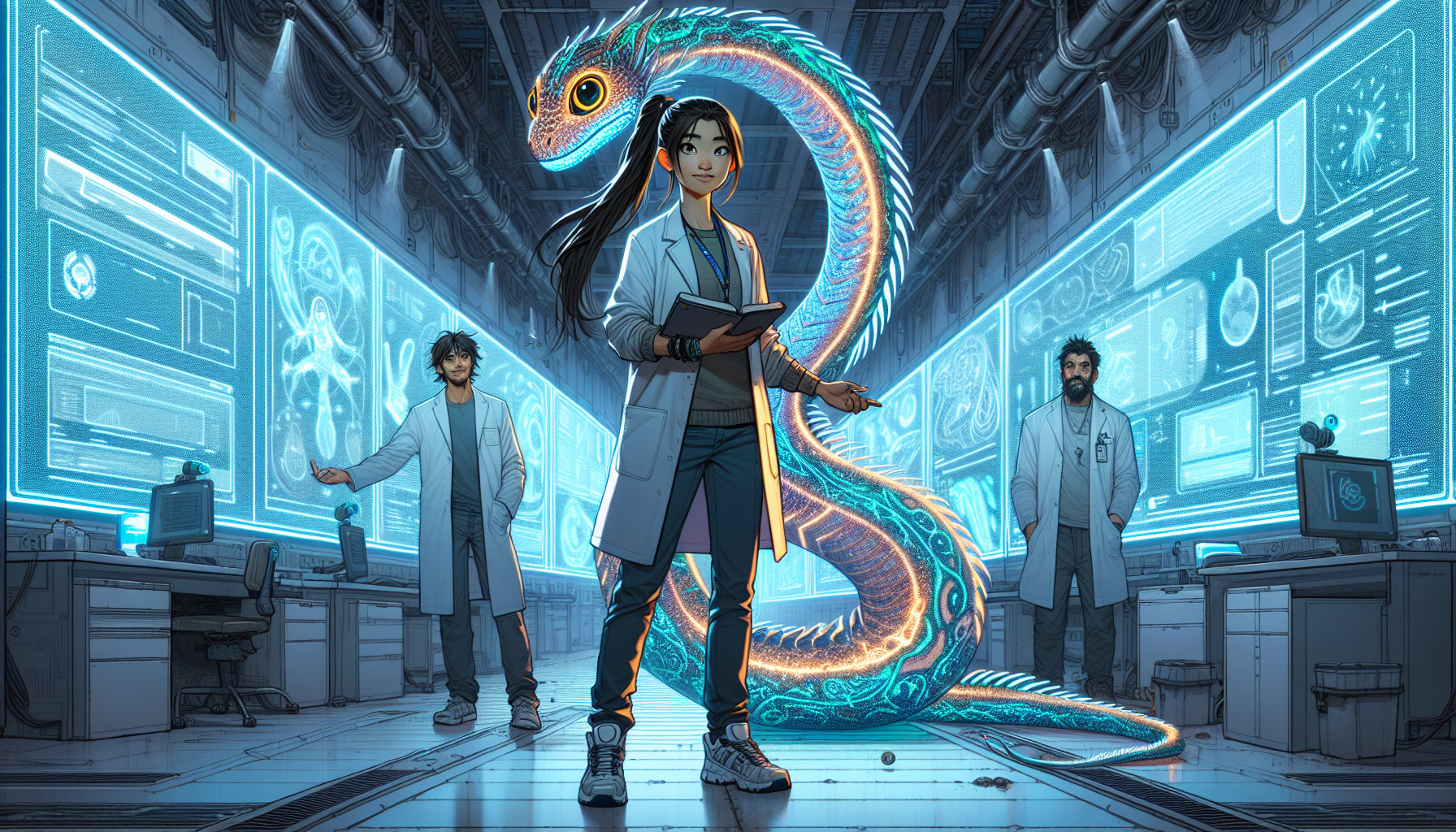 Aria, with Lumina beside her, addresses the world in a live broadcast.