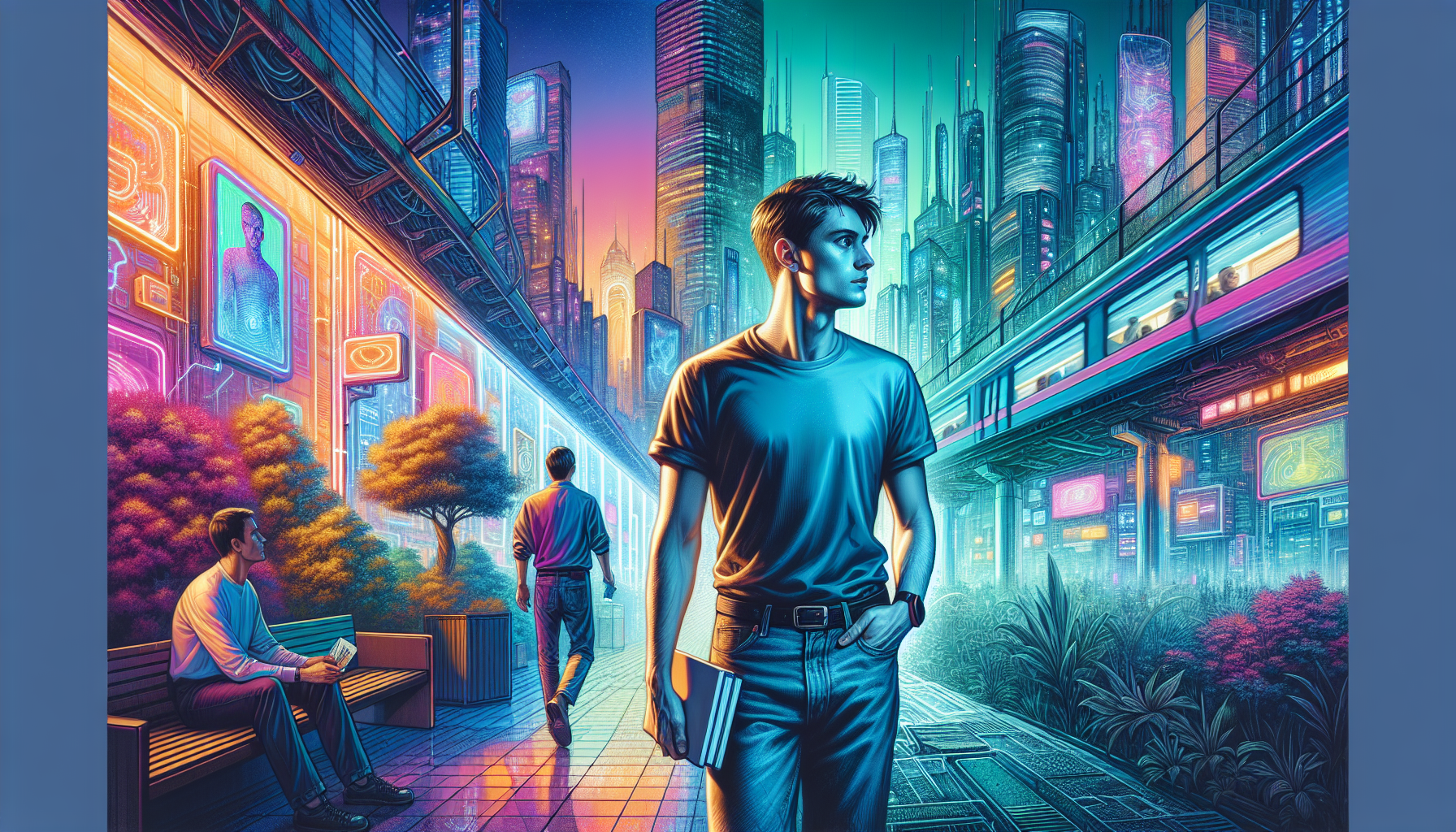 Daniel and Parallel Daniel walk through the city streets, discussing their shared existence and the power of connection.