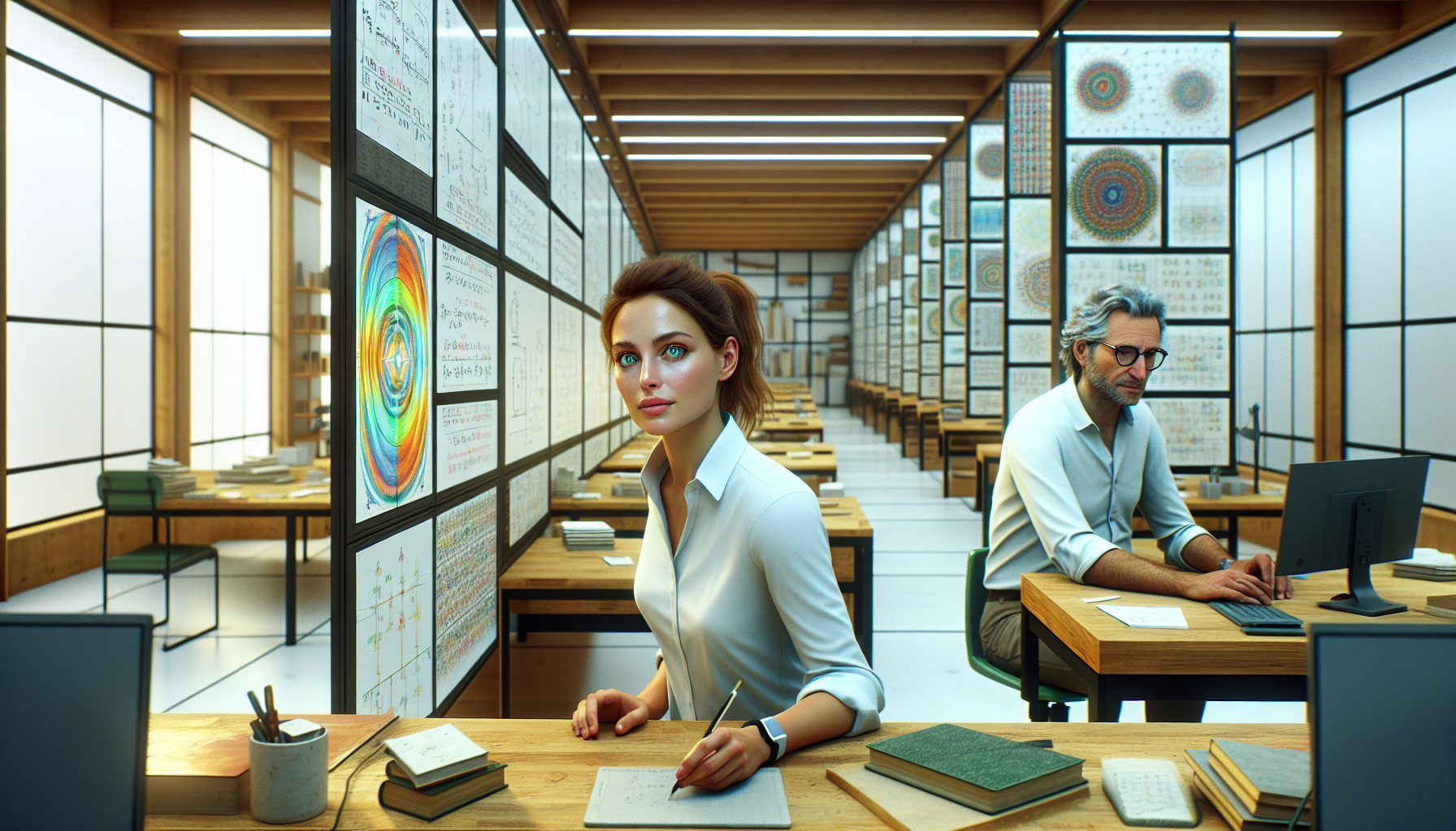 Siobhan experiences vertigo in Marsh's distorted office with shifting patterns.