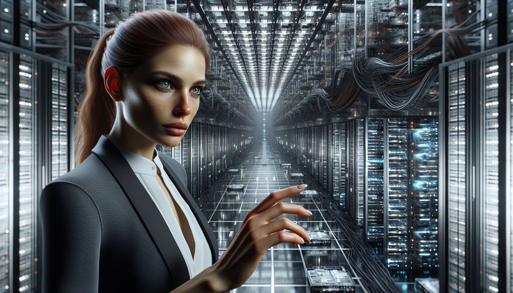 Siobhan in a terrifying, biomechanical landscape at The Hive.