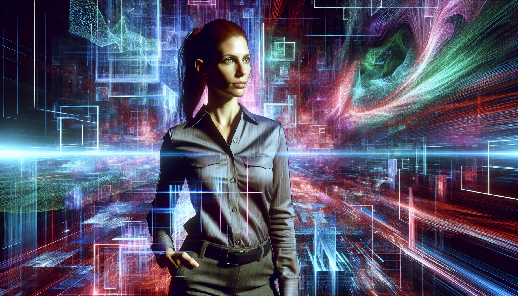 Siobhan's consciousness fracturing amidst a torrent of data.