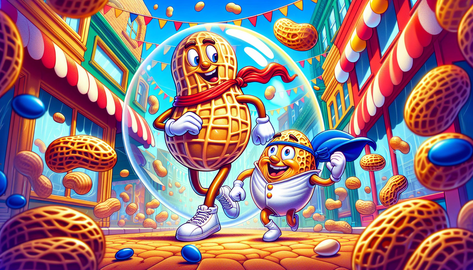 Pete and Hank trapped in bubble, roll through Snackville, interrupting Admiral.