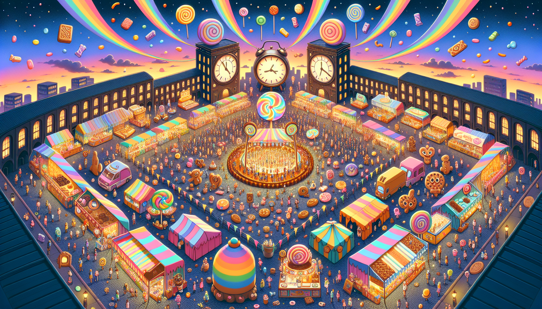 Snackville celebrates with honey bubbles and festival-wide joy.