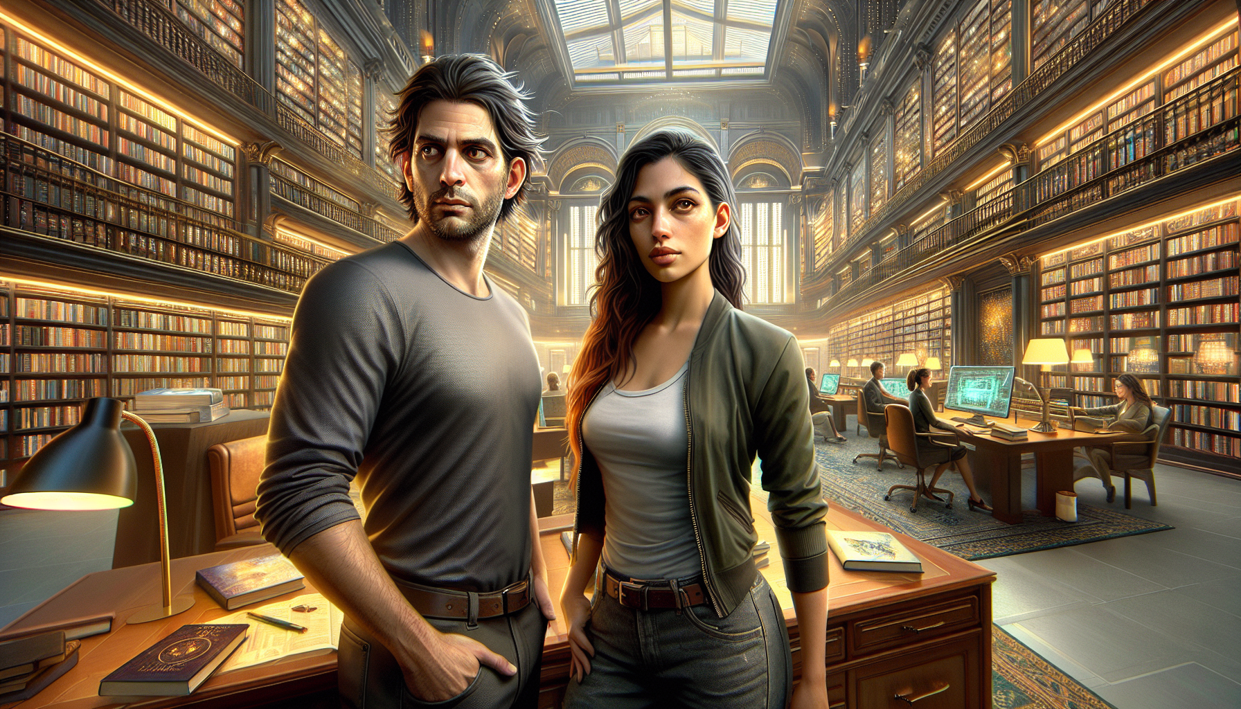 Jake and Sarah navigate the glitching Bitstream Archive.