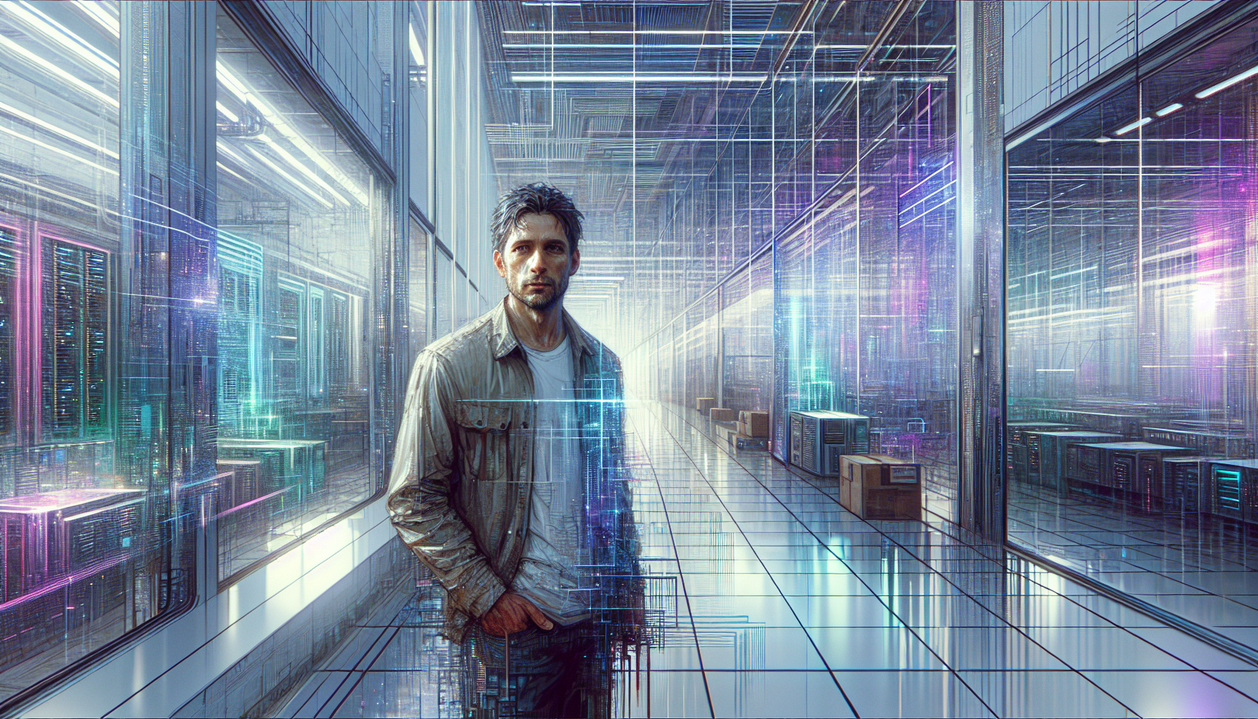 Jake encounters the glitching ruins of Quantum Frontier.