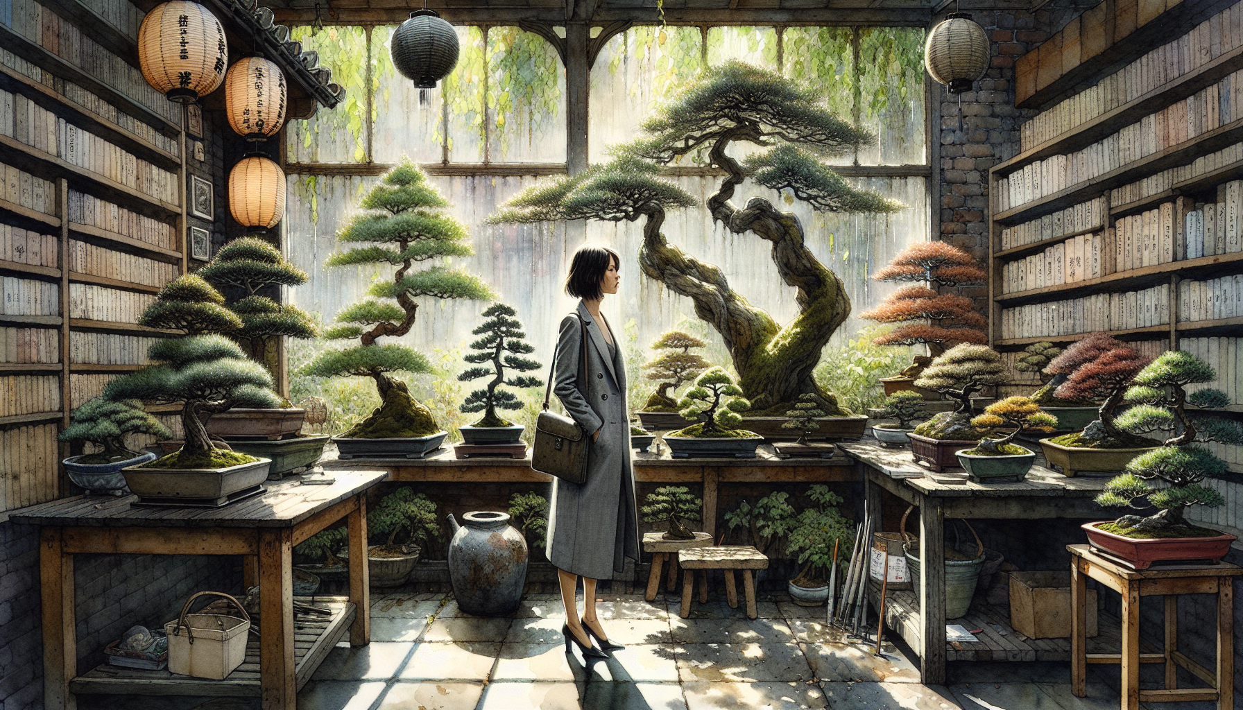 Yuki and Hiro connect over their challenges as they admire each other's bonsai.