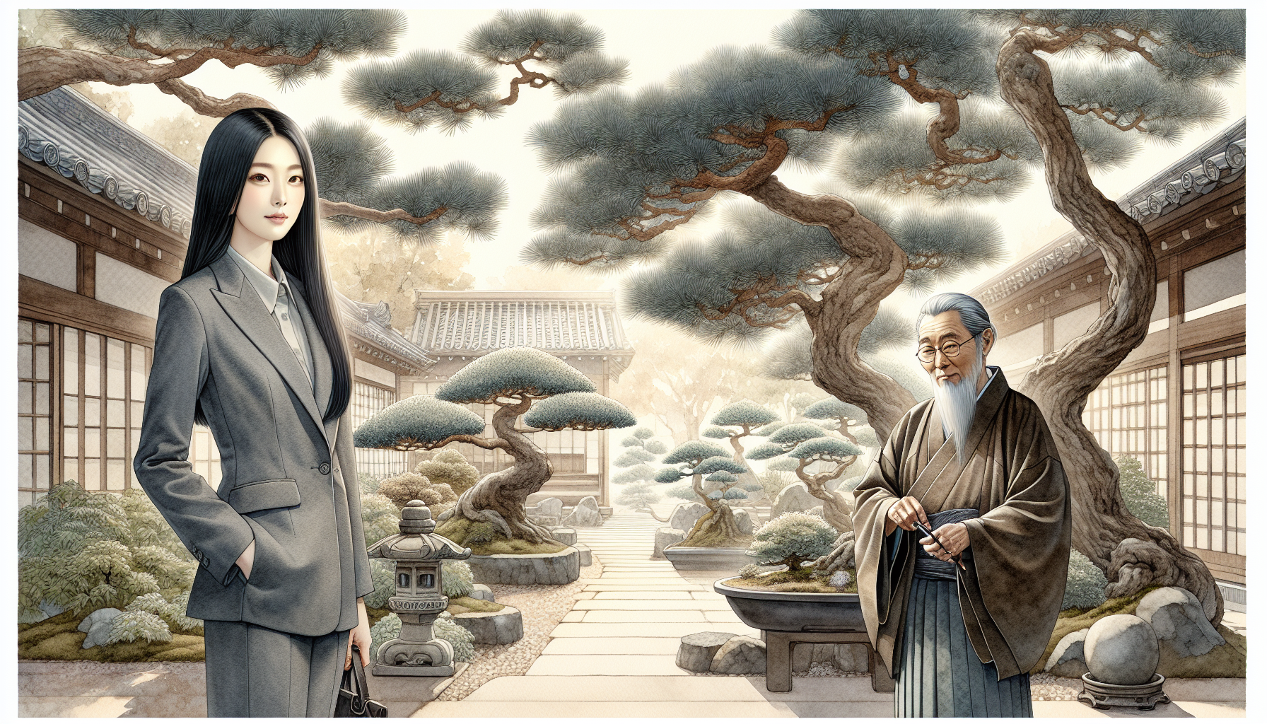 Yuki stands by her bonsai, reflecting on her growth and new beginnings.