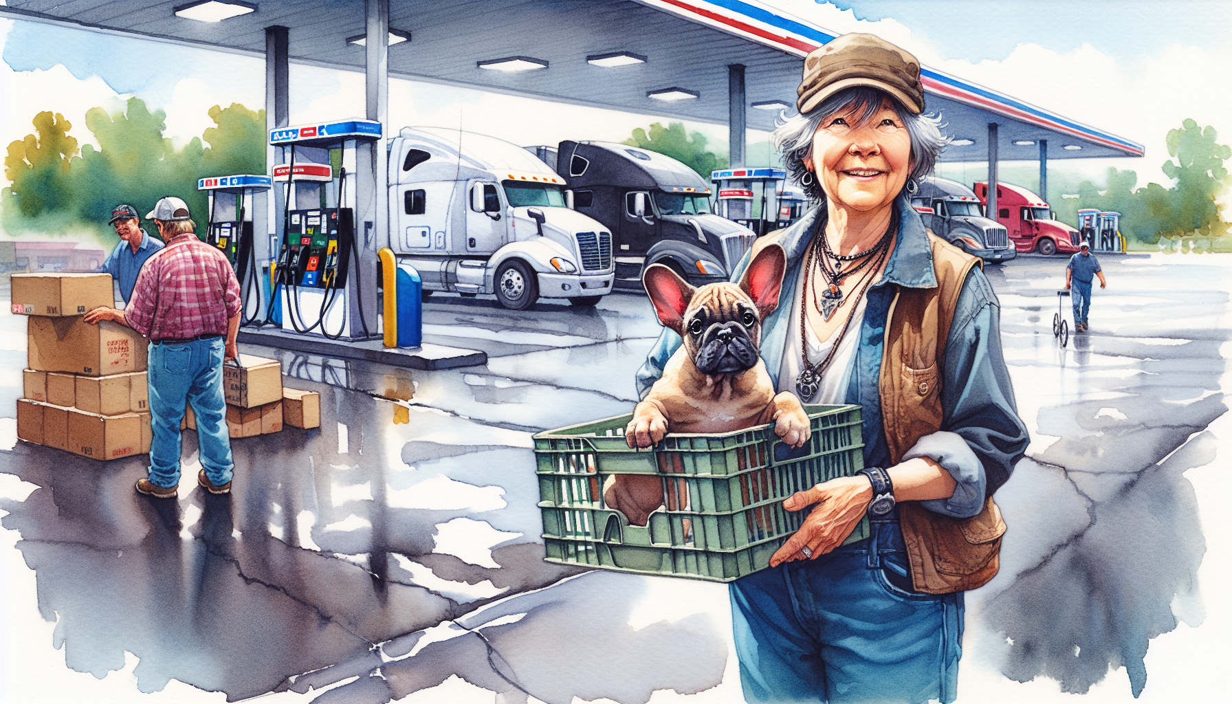 A kind truck driver picks up Remy from his crate.