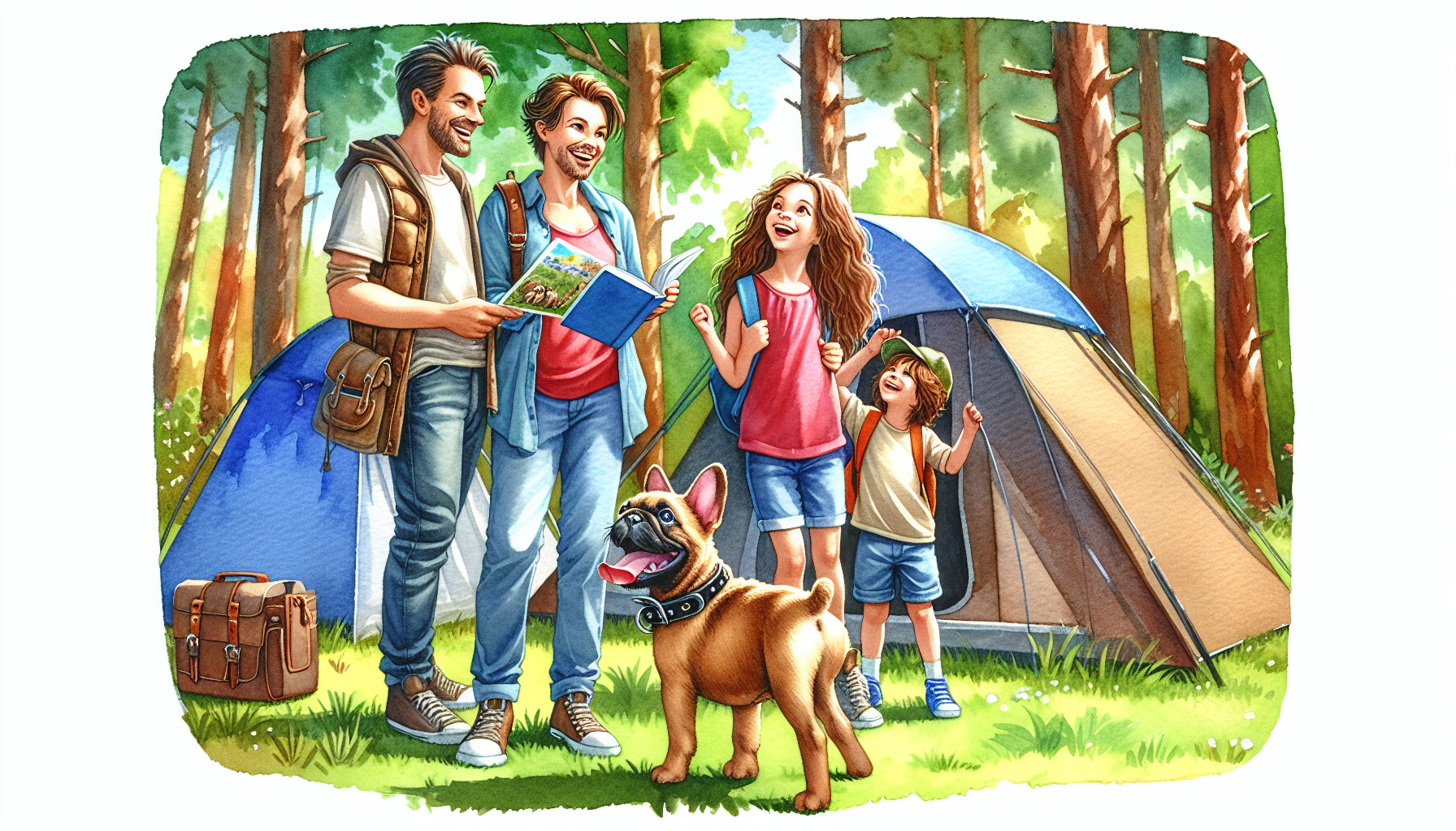 Remy plays with kids at a campground.