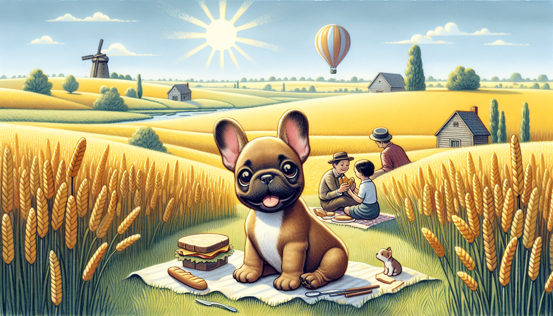 Remy and the family resting and picnicking after a safe landing.