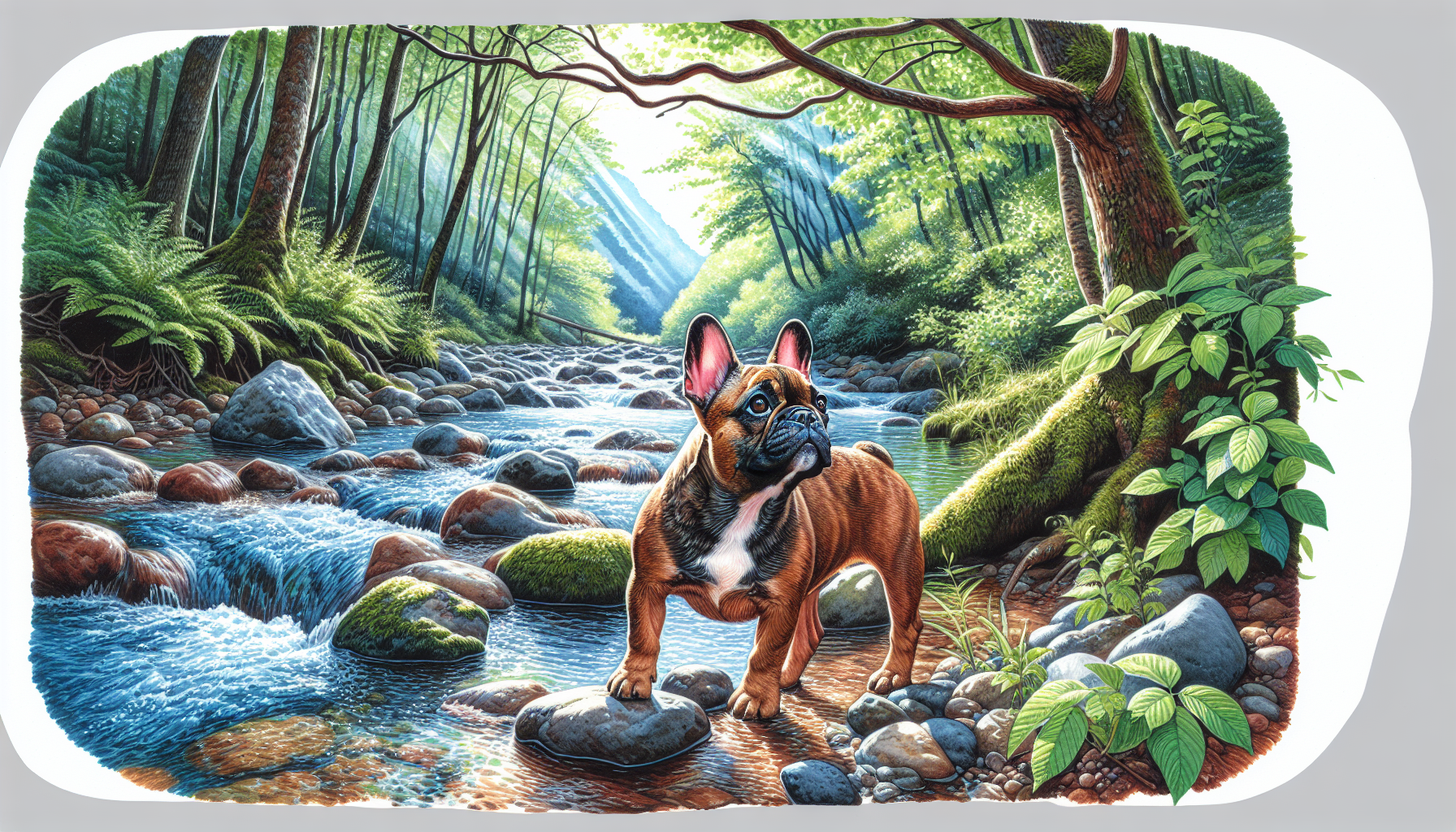 Remy puzzled by how to cross a bubbling stream.