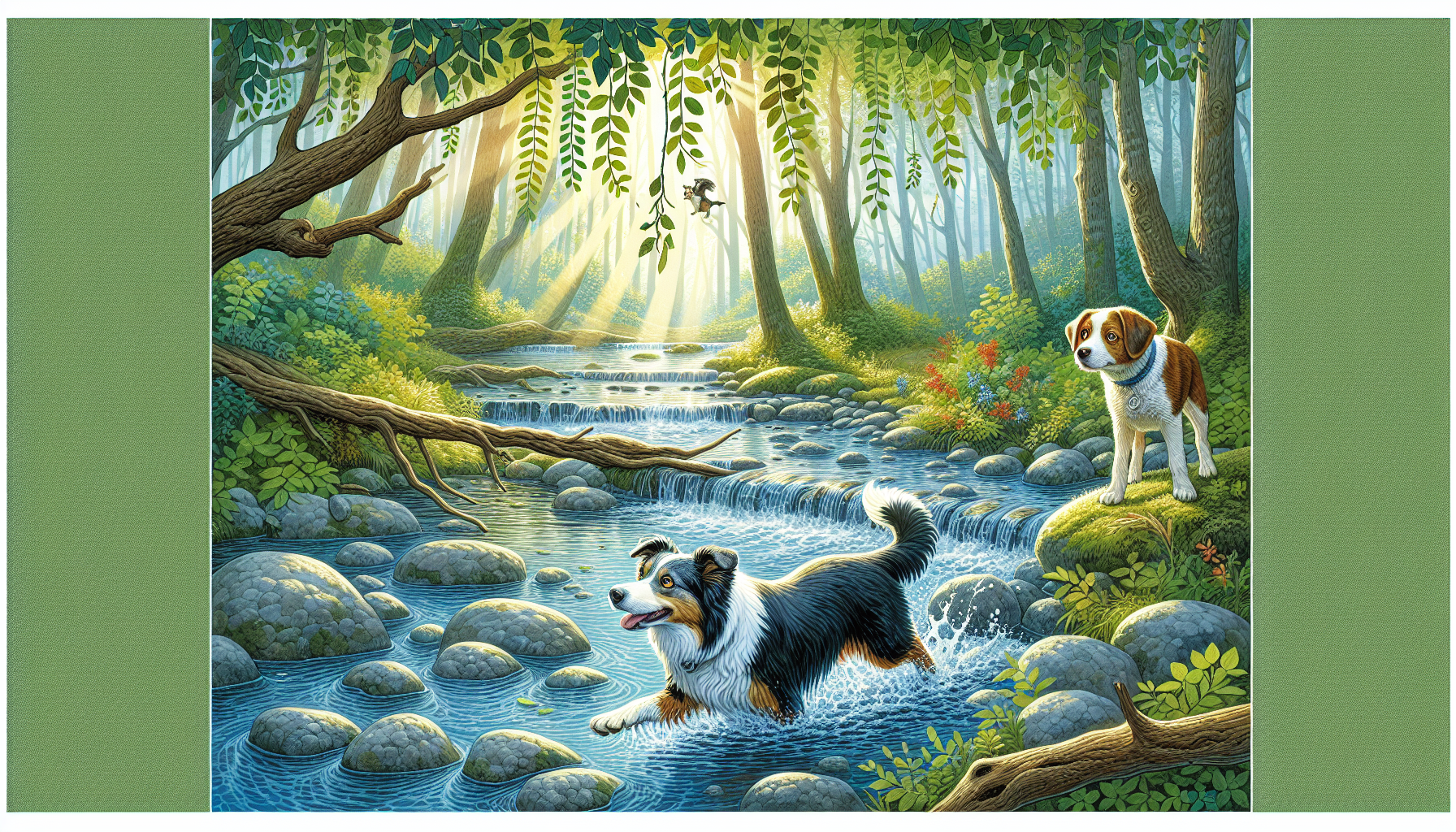 Bonnie shows Remy how to cross the stream.