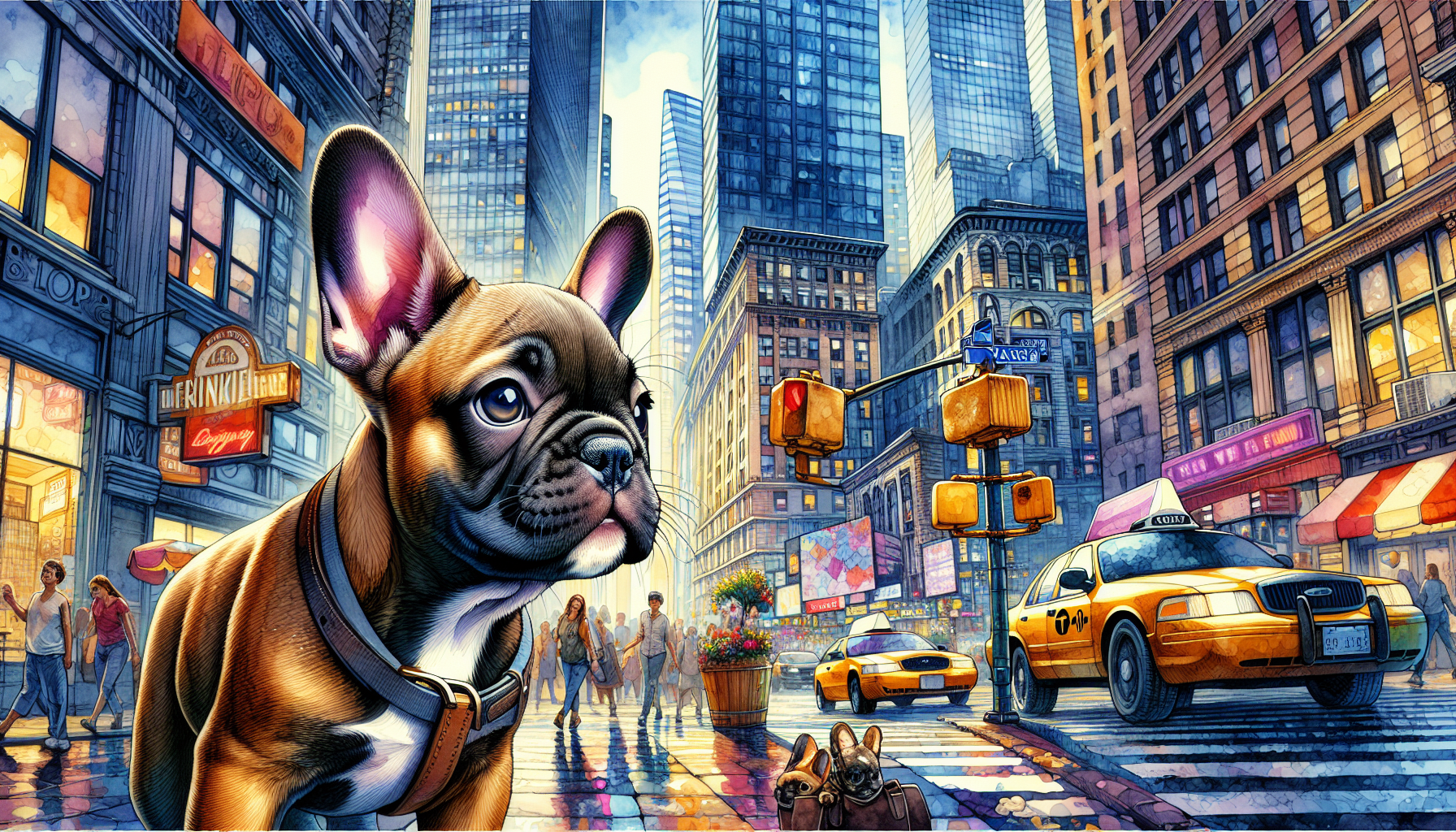 Remy in awe of the bustling streets of New York City.