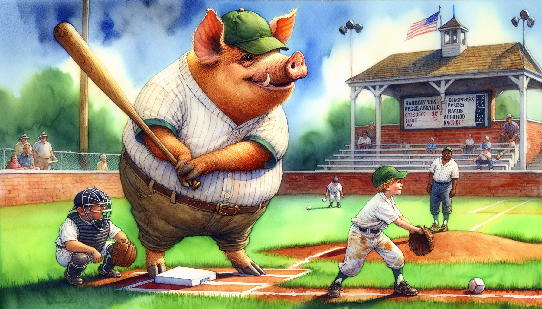 Big Boy practices his swing and running between bases with Billy and Tommy's guidance.