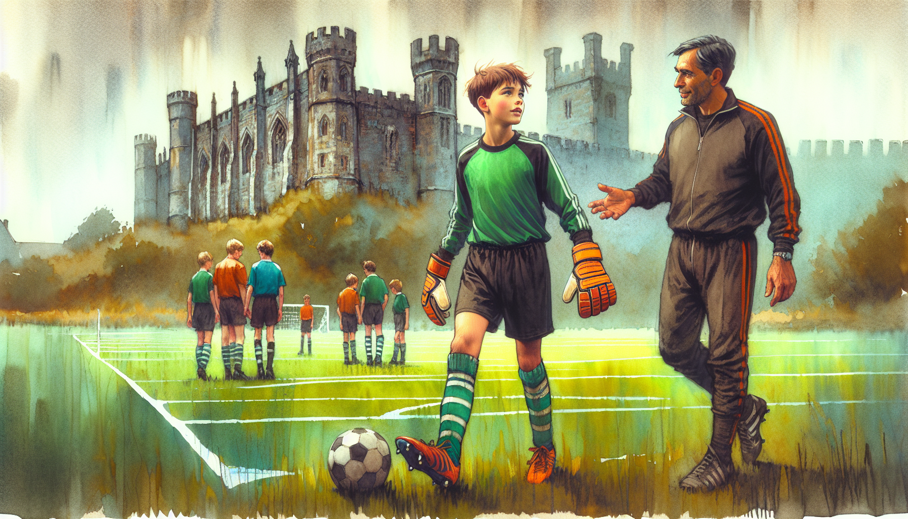 Oliver is introduced to the team on a foggy soccer field.