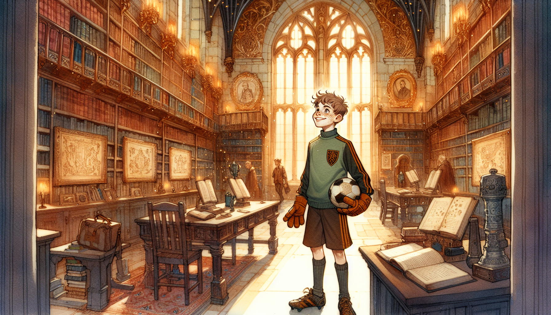 Oliver glows with pride after solving the final riddle in the library.