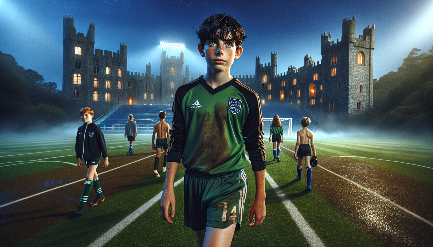 Oliver walks back to the castle with friends, freed from the curse.