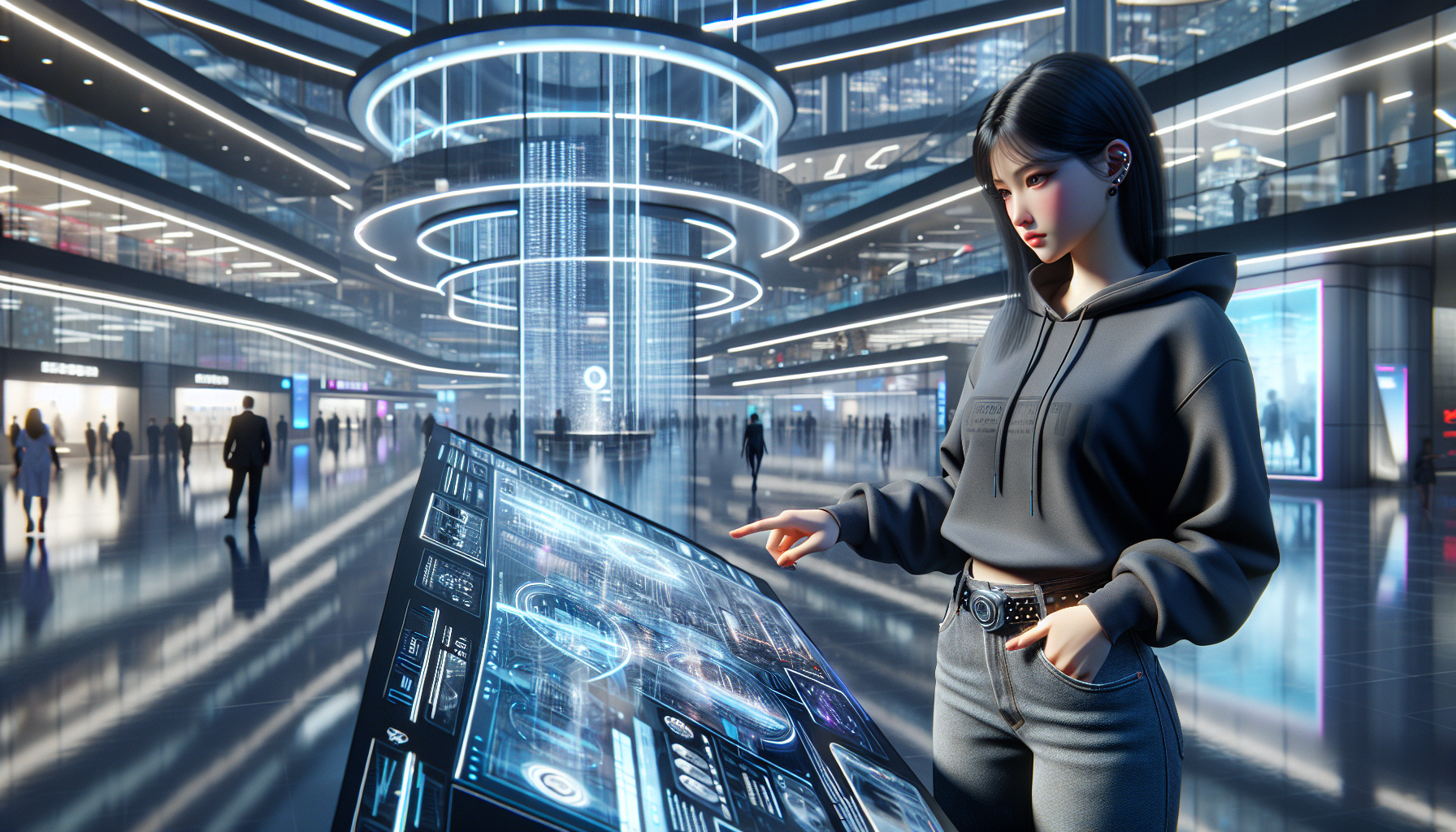 Screens display The Phantom's obituary; Void smirks as Zoe notices odd formatting.