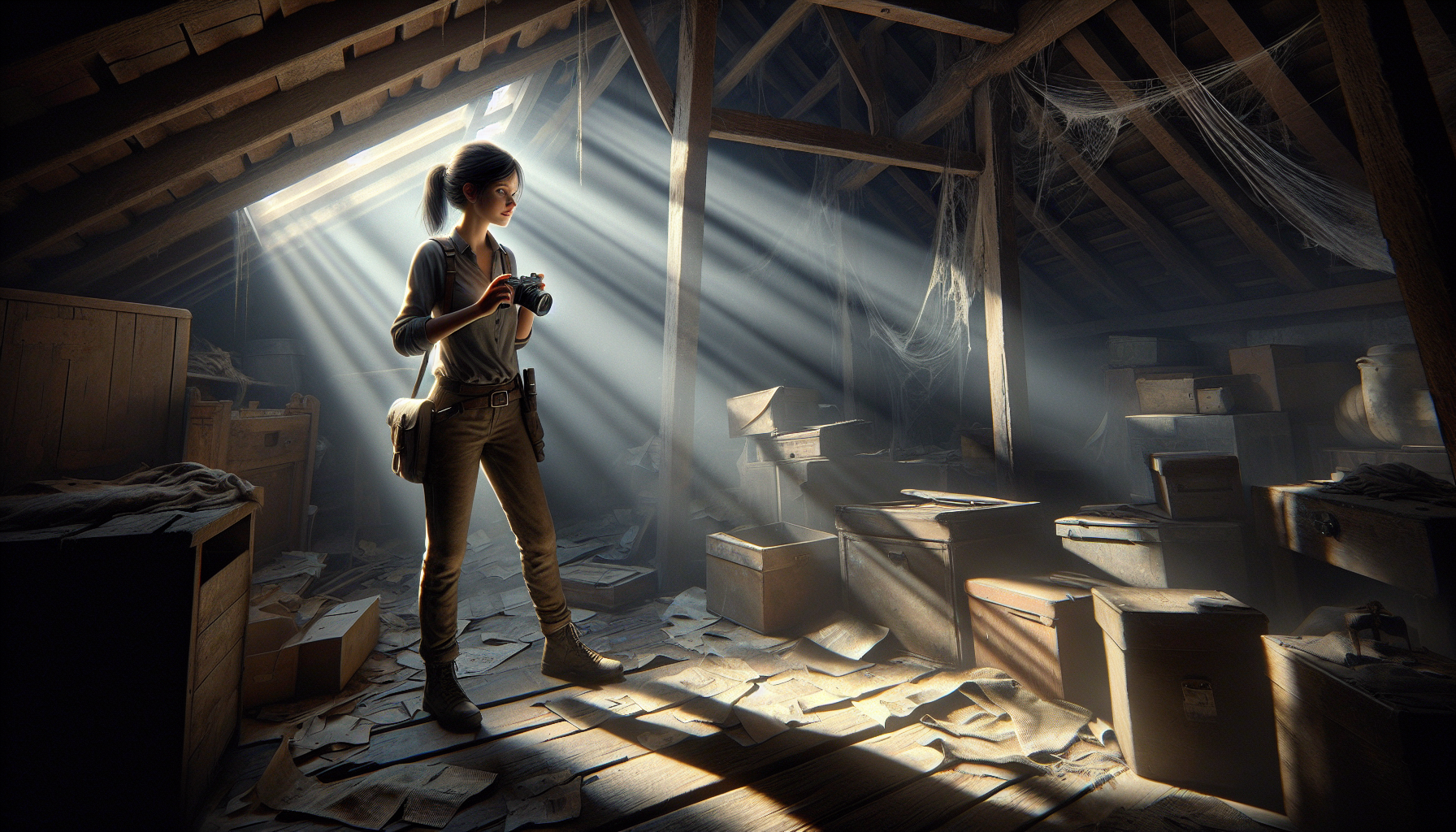 Lily tests the mysterious antique camera, noticing unusual shadows.