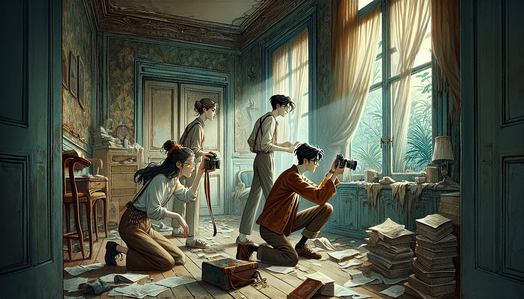 Lily captures a spectral outline in the cold day room with her camera.