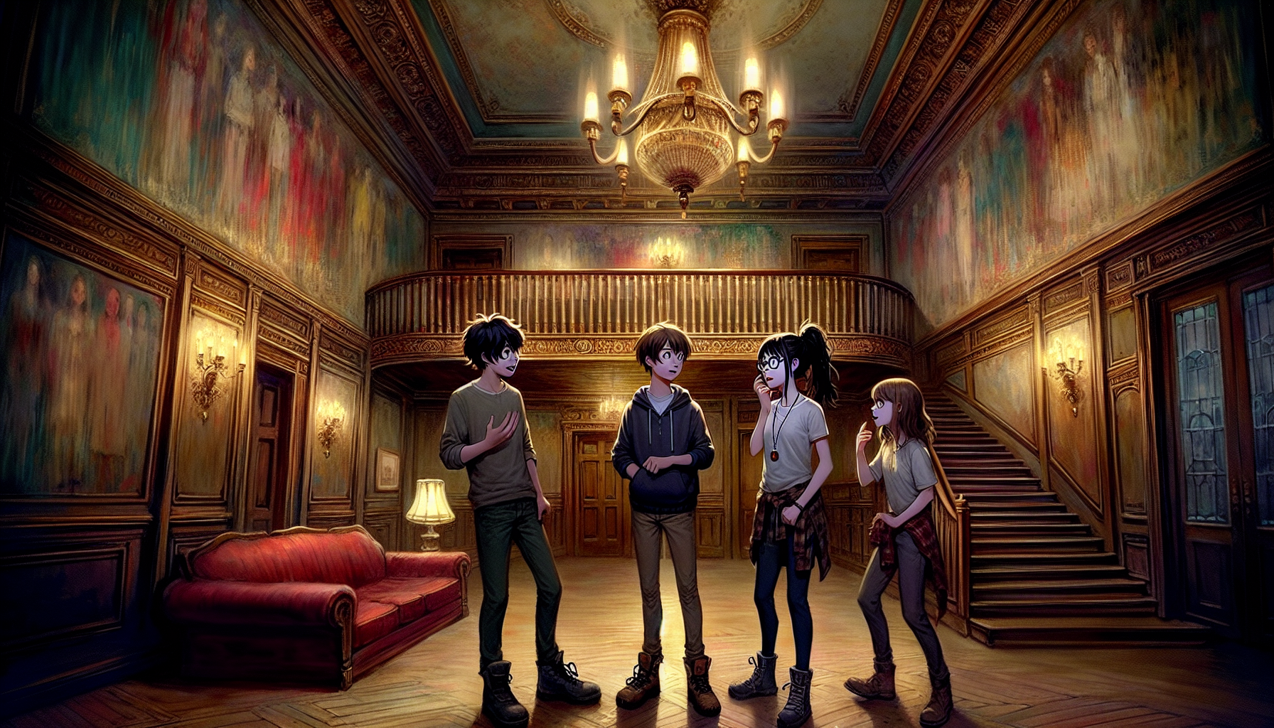 The group analyzes the symbol in the Winchester House's grand ballroom.