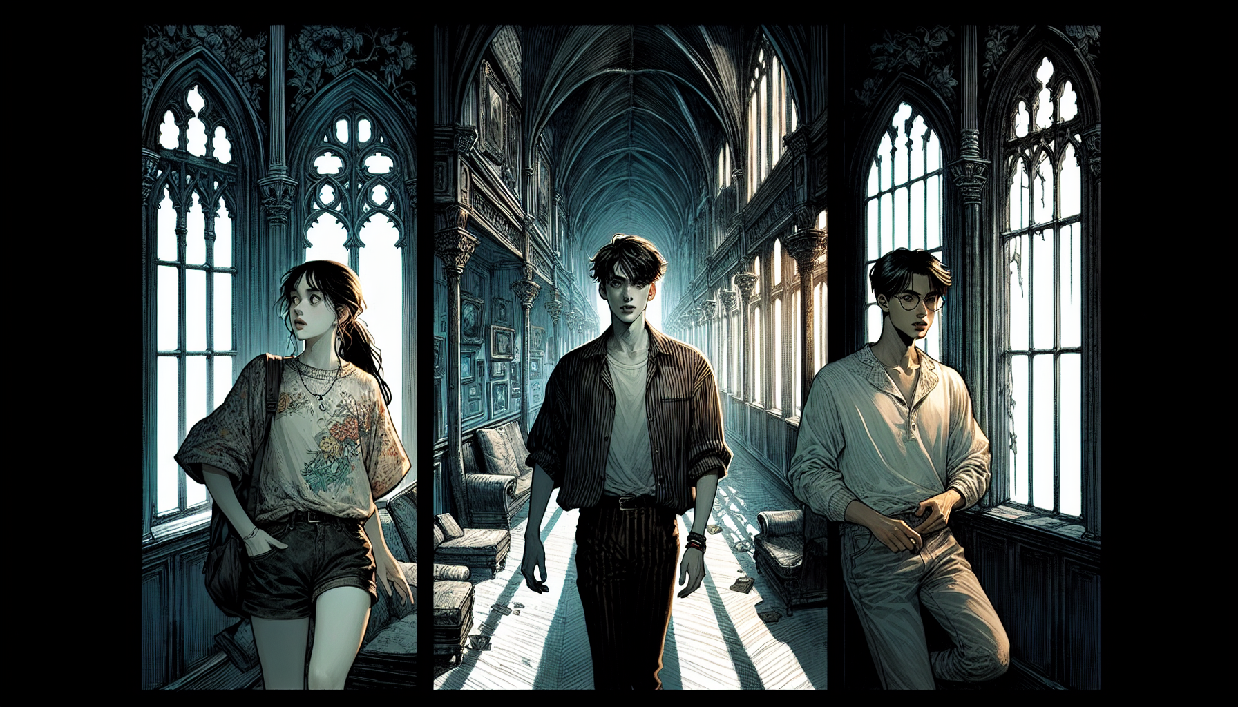 The trio enters the foreboding corridors of Waverly Hills Sanatorium.