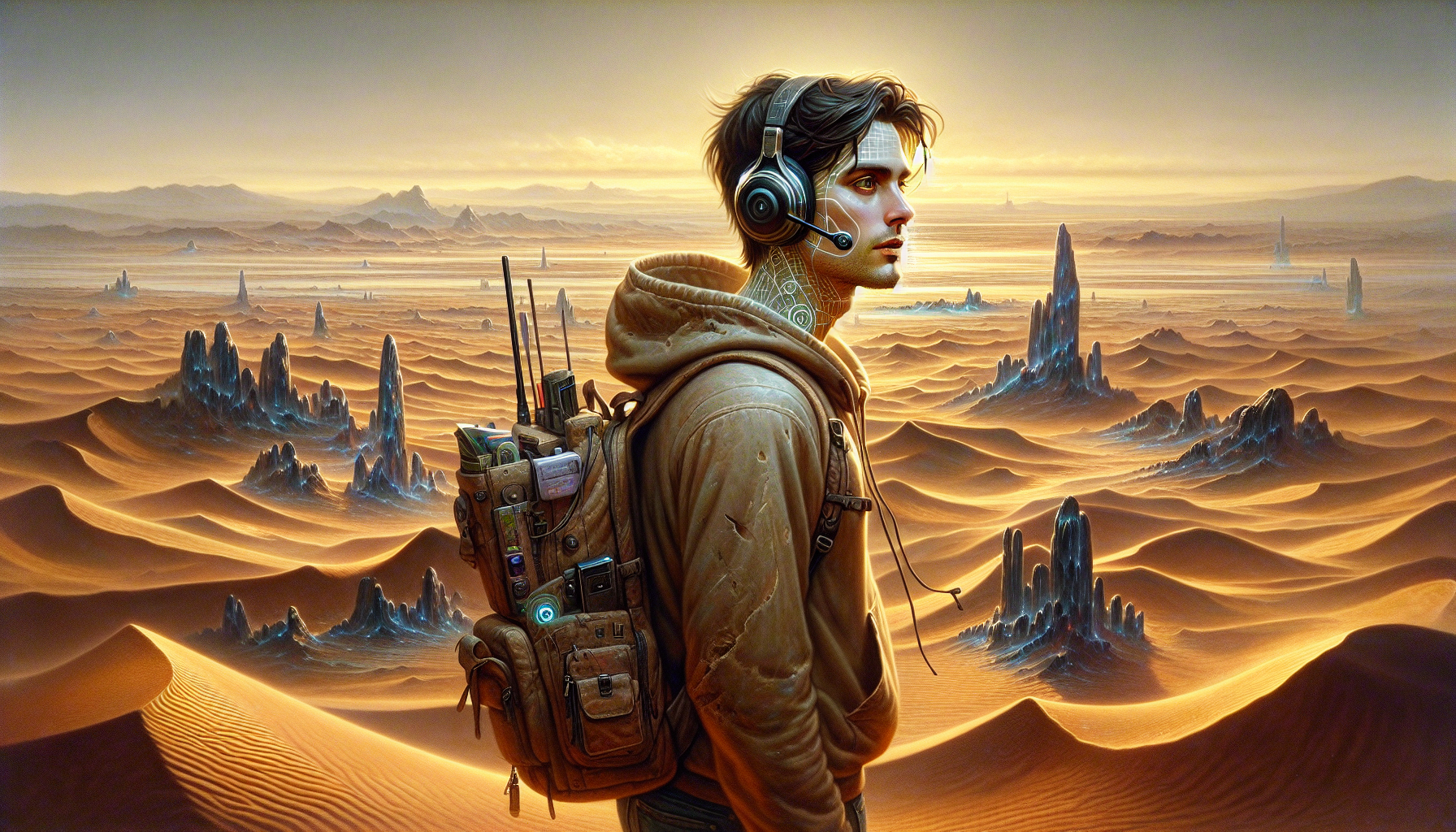 Jack and Mira walking across the blazing Scorched Expanse desert.