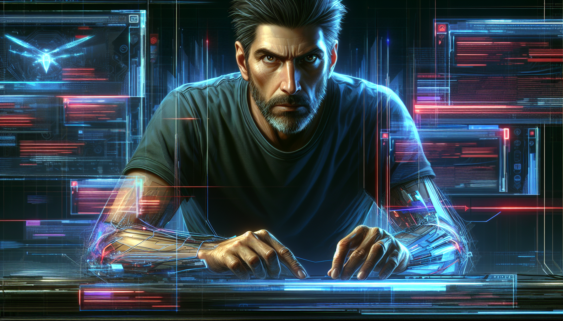 Ezra battles to keep his broadcast channel open, surrounded by red warnings and flashing displays.