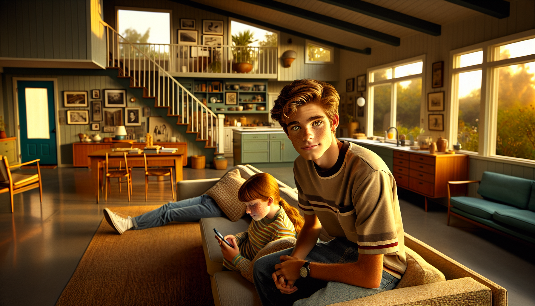 Invisible Alex sneaks into his house while Emily is distracted by her phone.