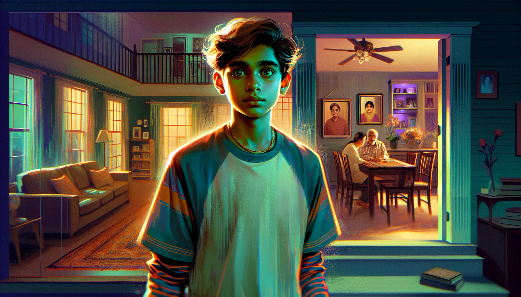 Invisible Alex slipping into the Millers' house at night.