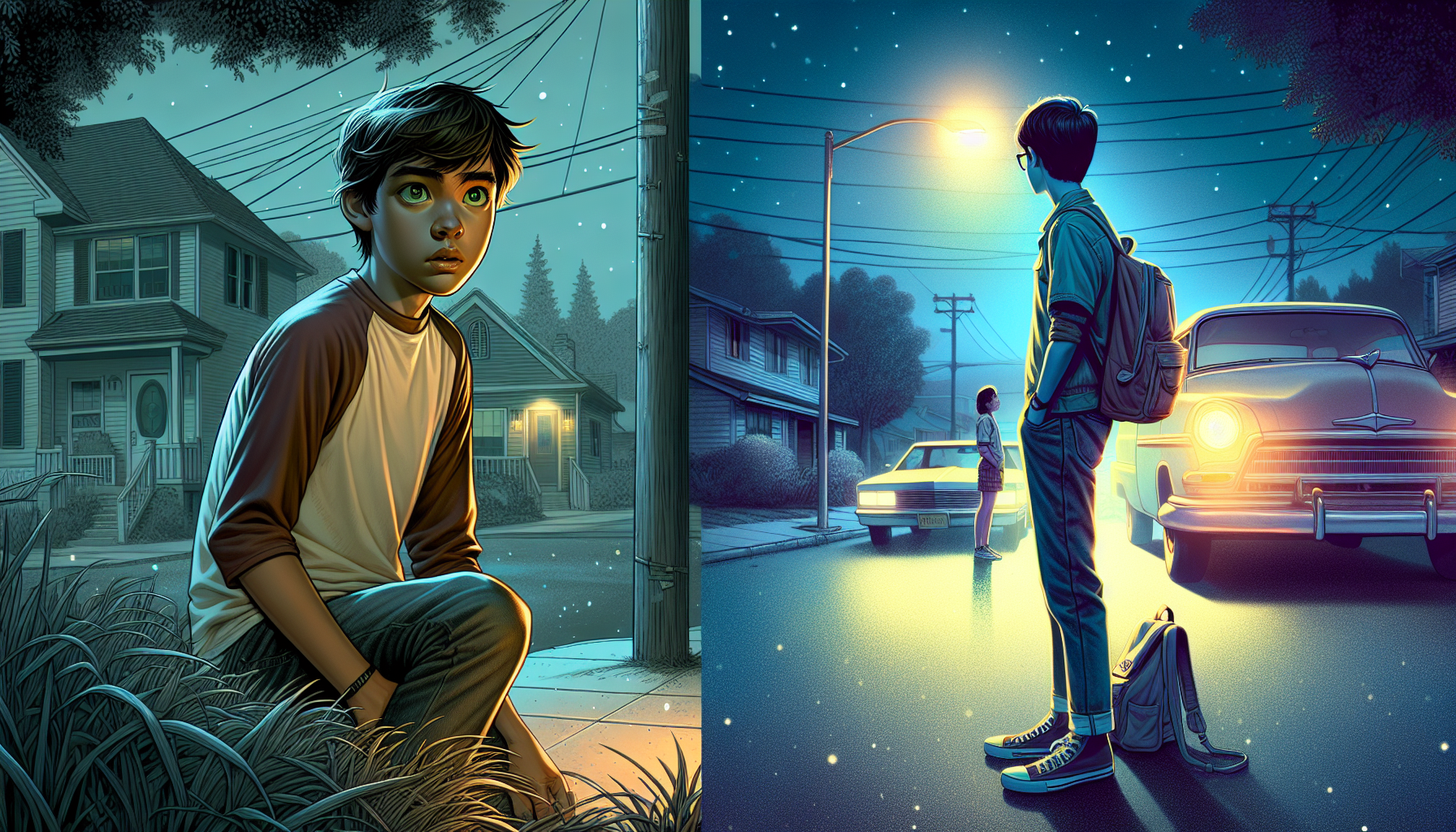 Lily Miller frozen in shock on the sidewalk as Alex watches.