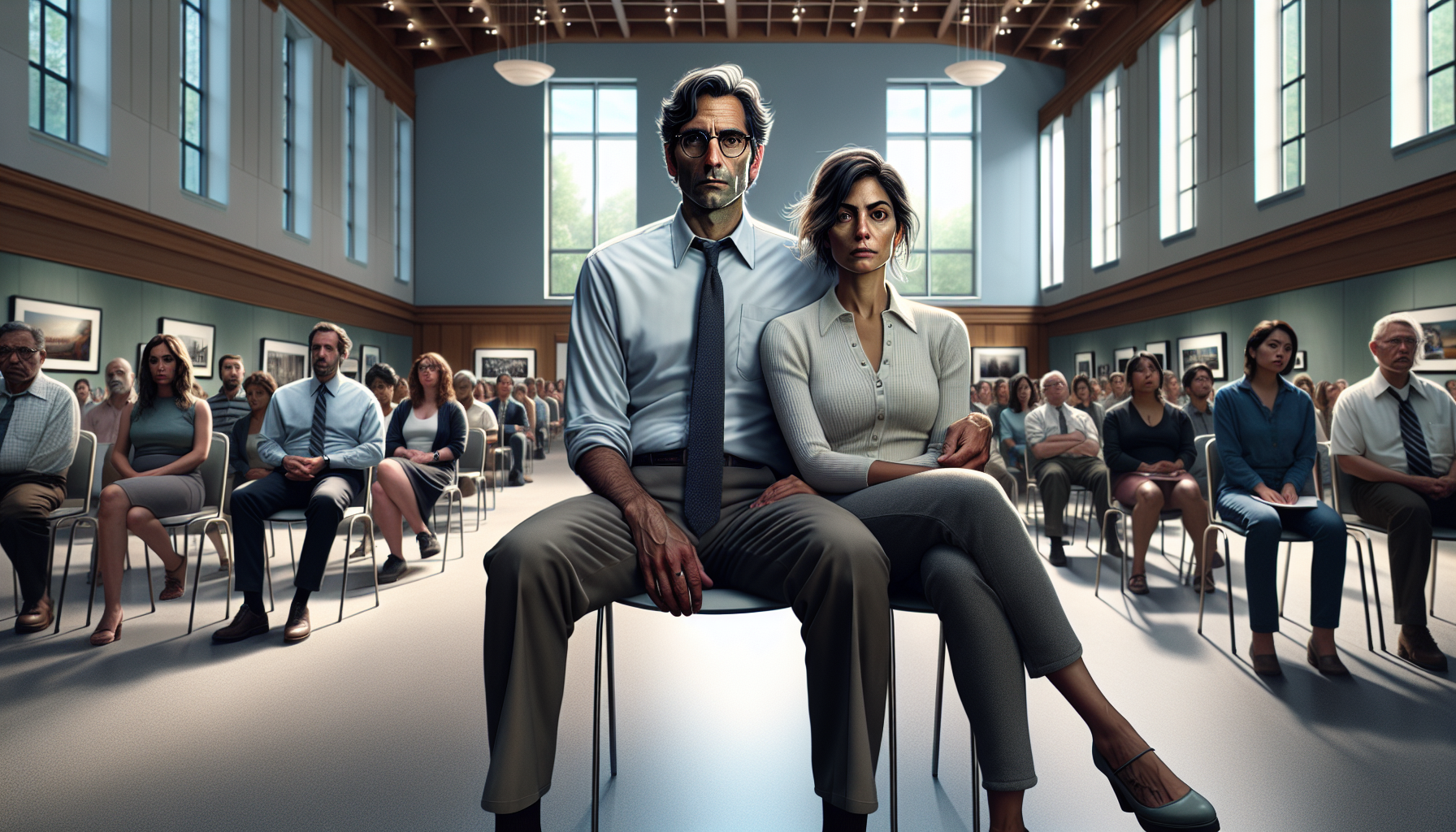 Alex's parents at a support group for parents of missing children.