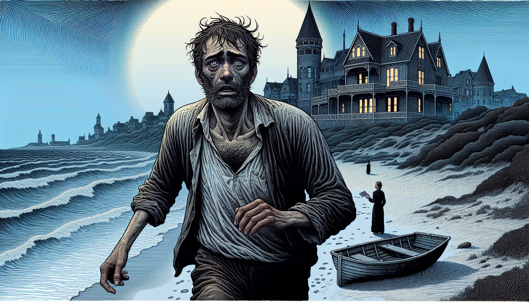 Mark running away from Sarah and Lily towards the quiet town.