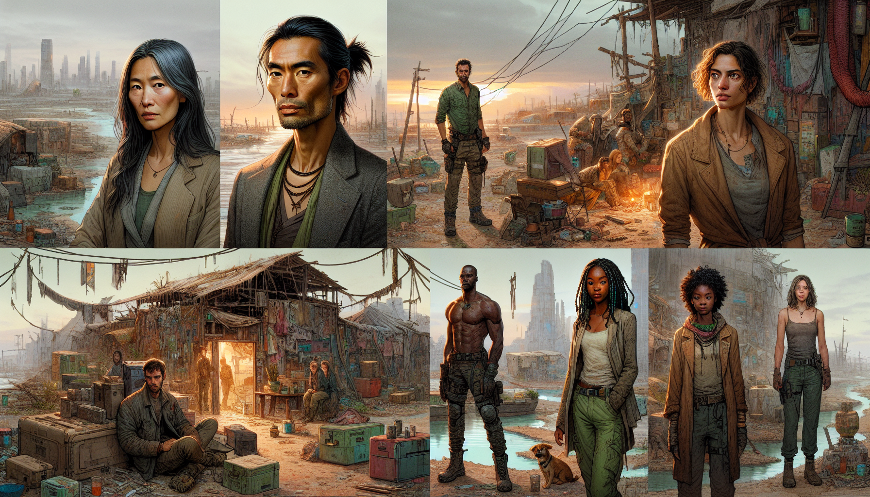 The survivors gaze at the distant emerging figure of ClipGenius's core, planning their next moves.