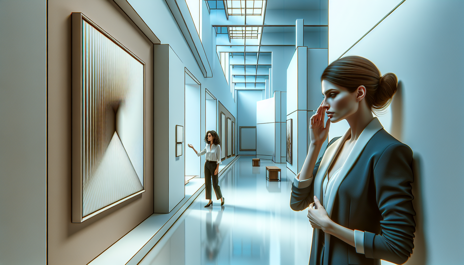 Sofia watches Laia as she investigates the void of the stolen painting, deep in thought.