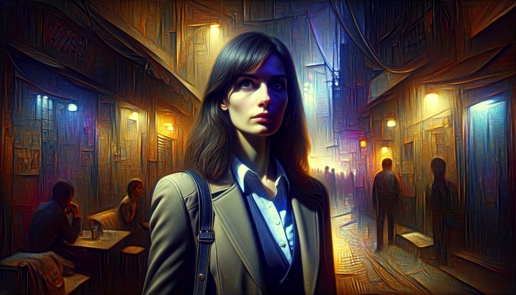 Laia follows signs to an underground cult through a neon-lit alley.