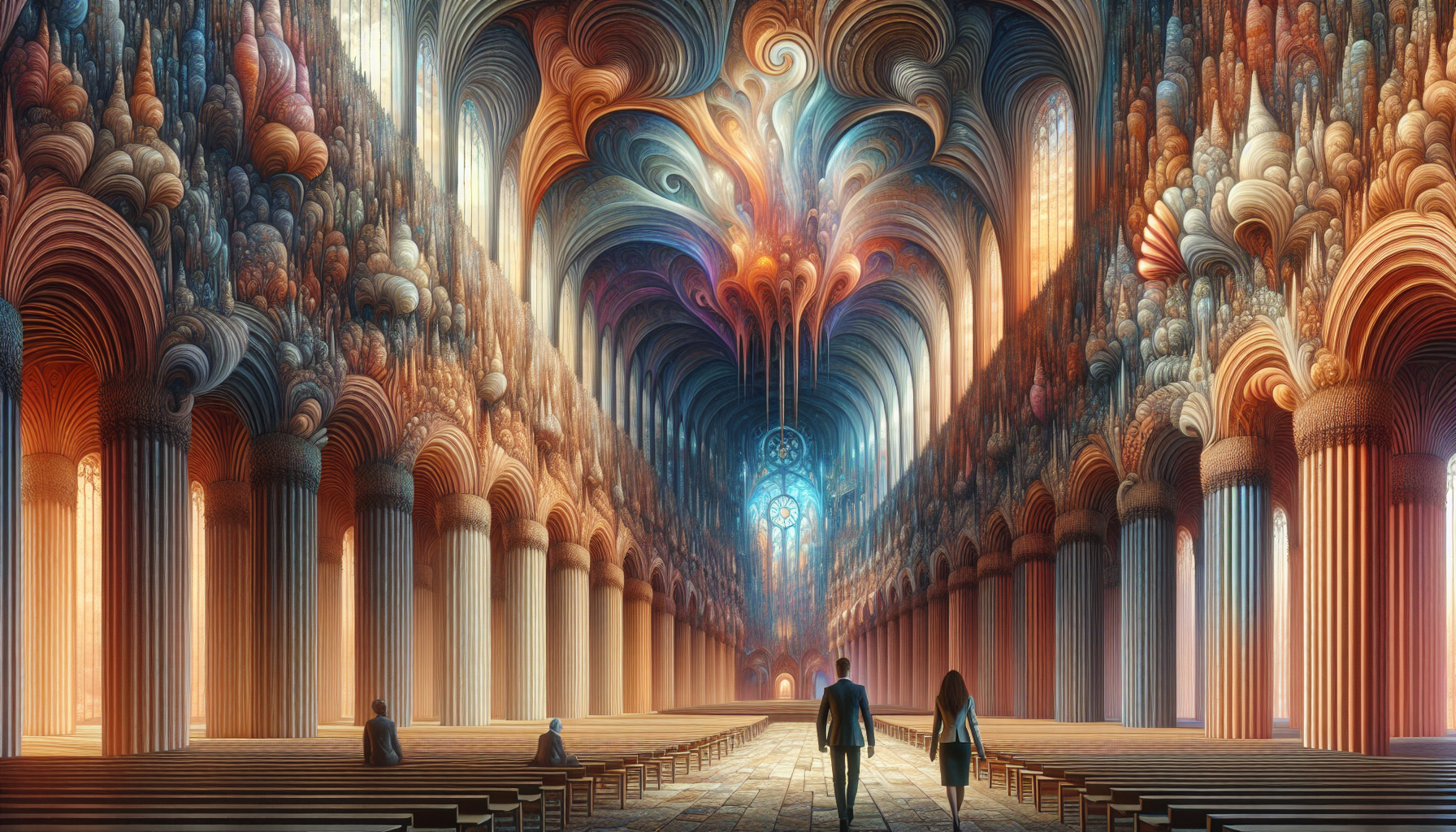 A tense duel between Laia and Anton within the lifeless grandeur of Sagrada Famílía's interior.