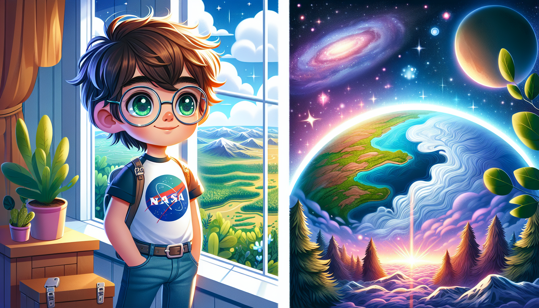 Zack gazing at the starlit sky from his window, feeling connected to the cosmos.