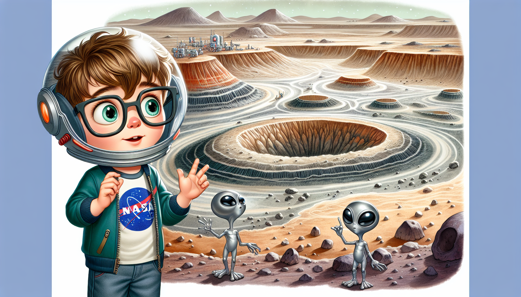 Zack and Merc overlooking the massive Caloris Basin on Mercury.