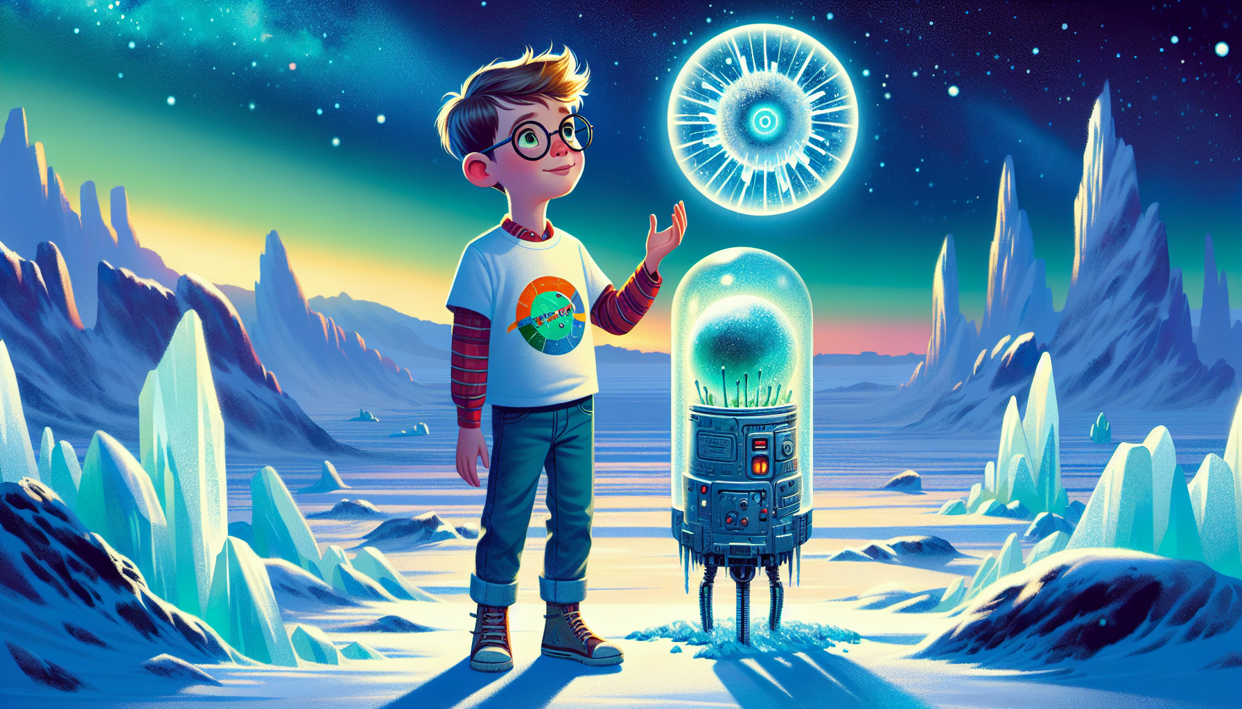 Zack explaining the impact of Uranus's tilt on its seasons to Tilt.