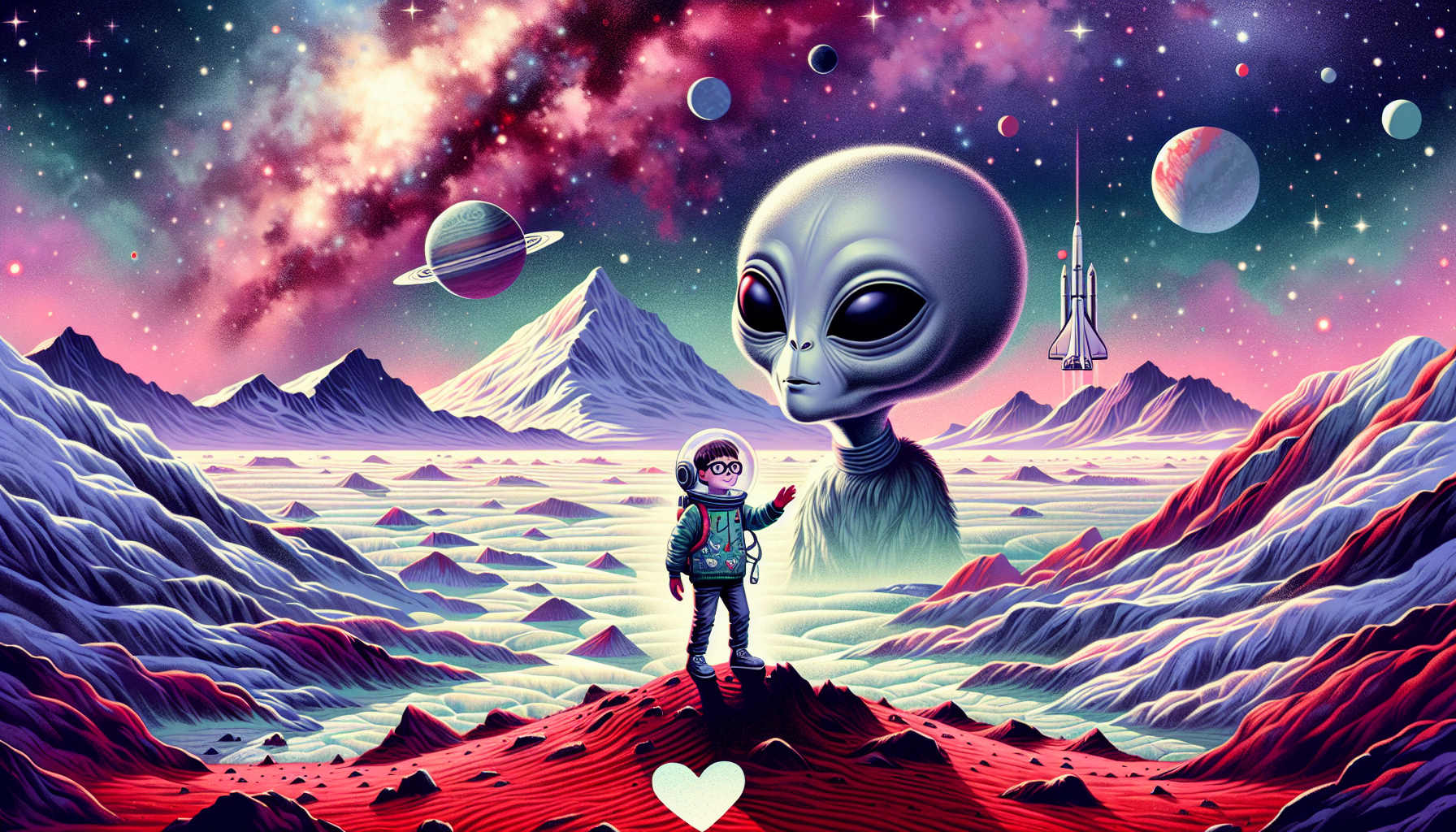 Charon showing Zack the heart-shaped Tombaugh Regio on Pluto.