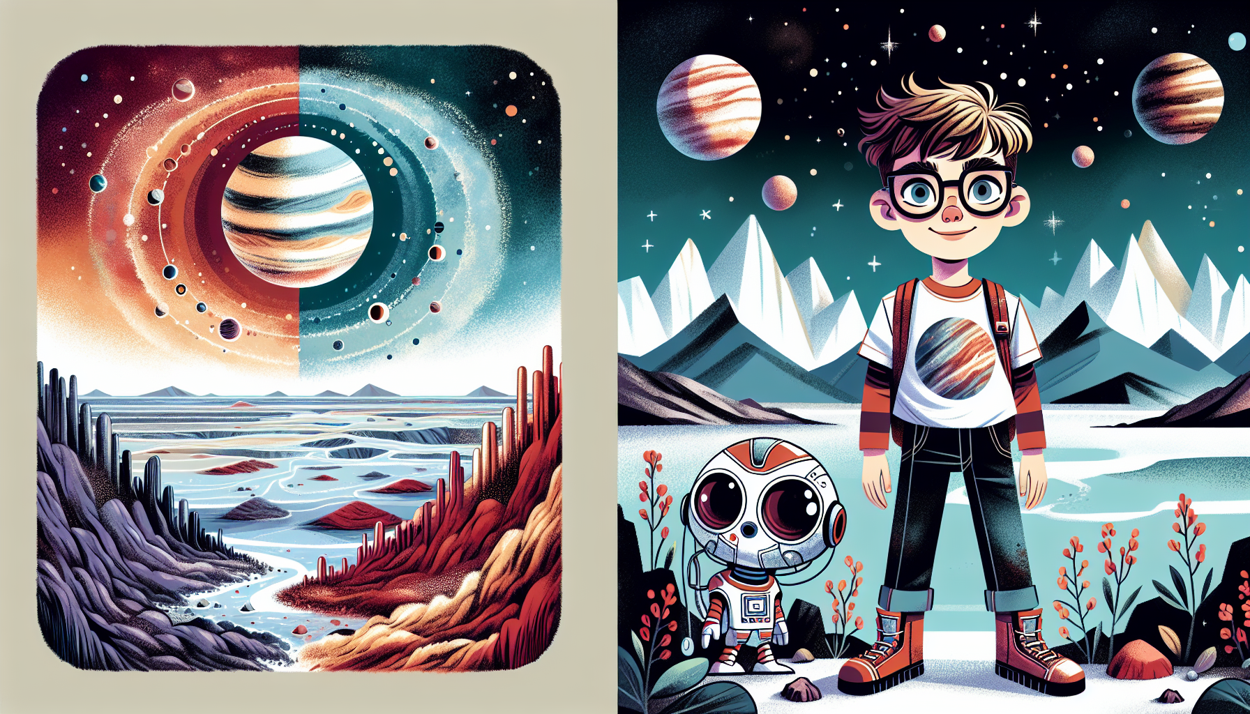 Zack arranging the planets in order from the Sun with Charon nodding approvingly.