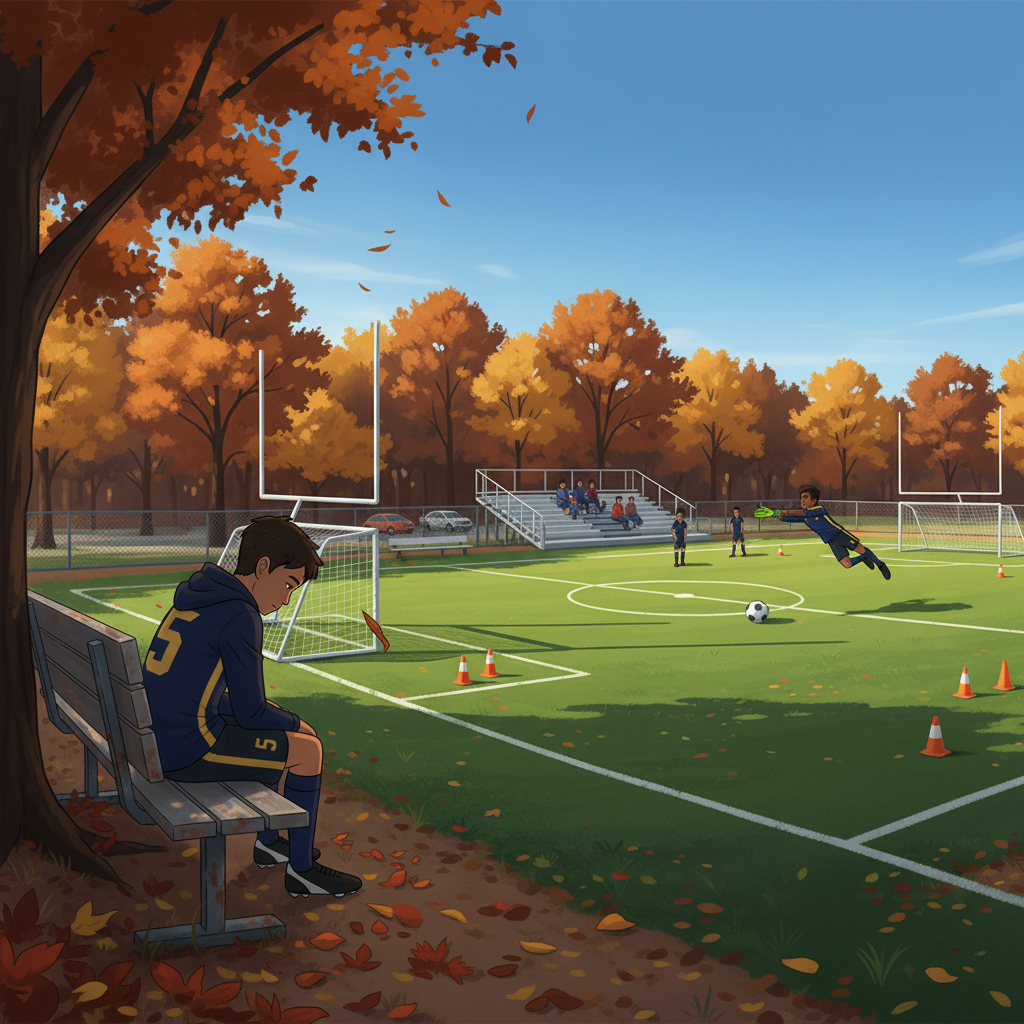 Andre sitting alone on the bench